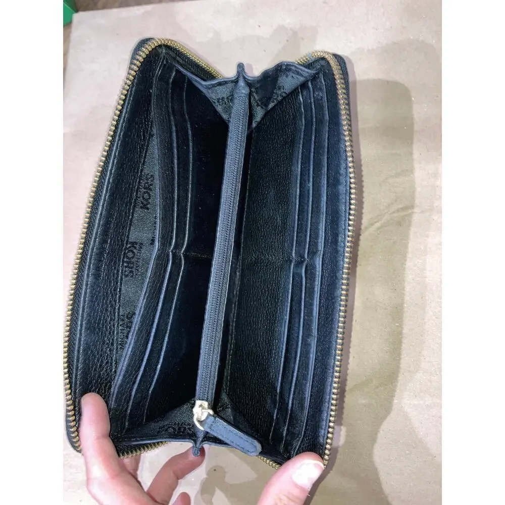 MICHAEL KORS LARGE BLACK LEATHER WOMENS WALLET